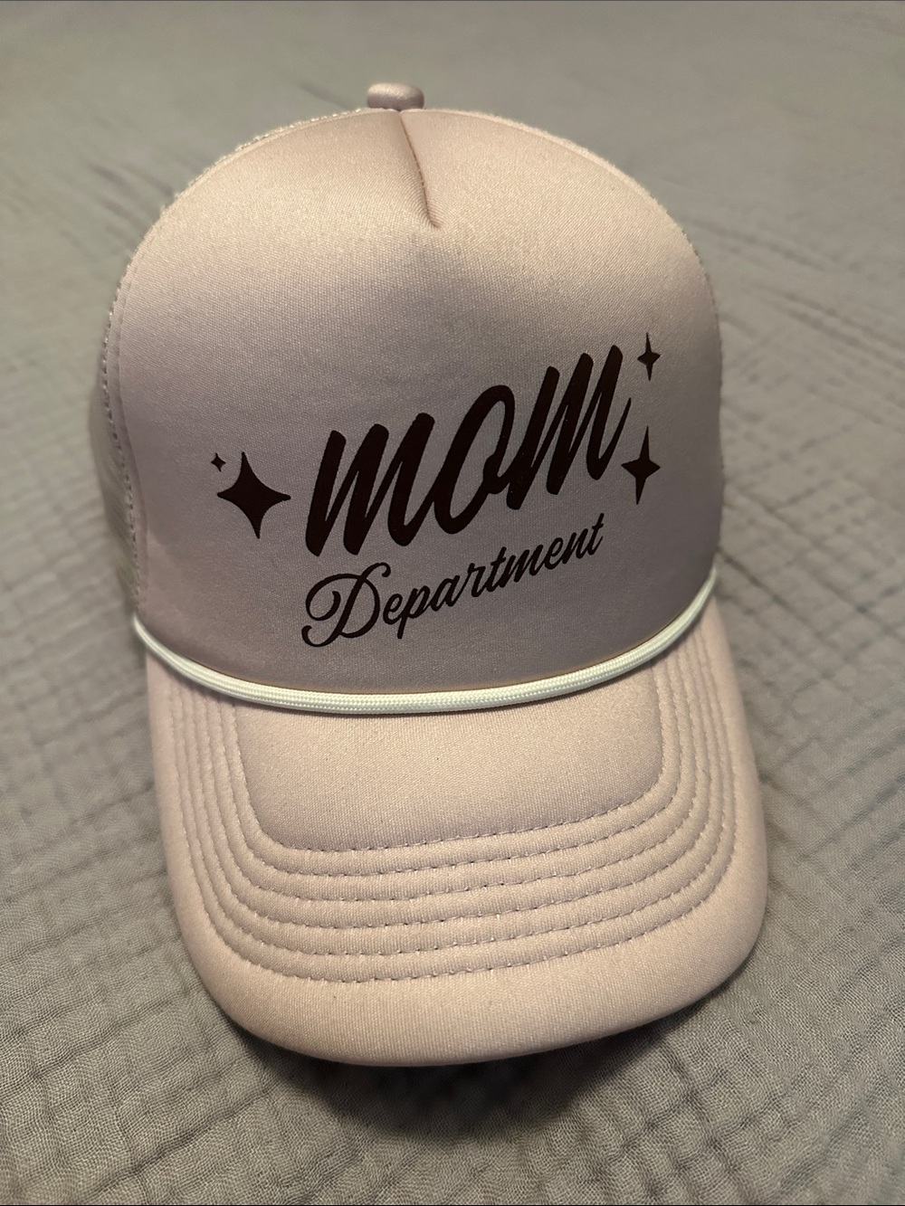 Anthropologie Pink "Mom Department" Trucker Hat